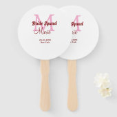 花嫁の分隊の名前モノグラム花嫁メイドピンクの日付 ハンドファン (正面&裏面)