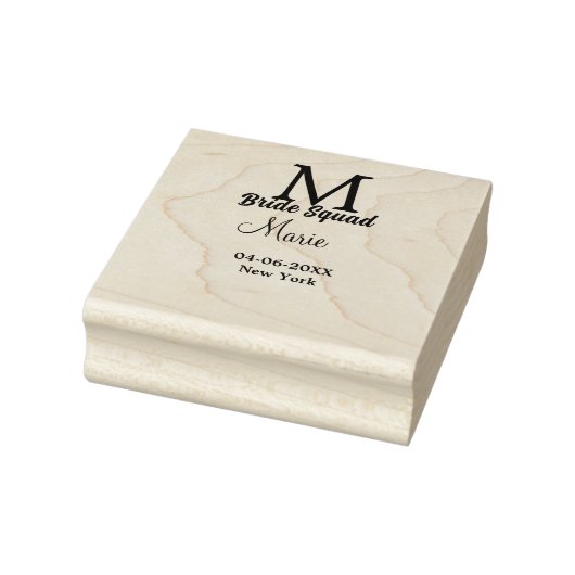 花嫁の分隊の名前モノグラム花嫁メイドピンクの日付 ラバースタンプ (スタンプ)