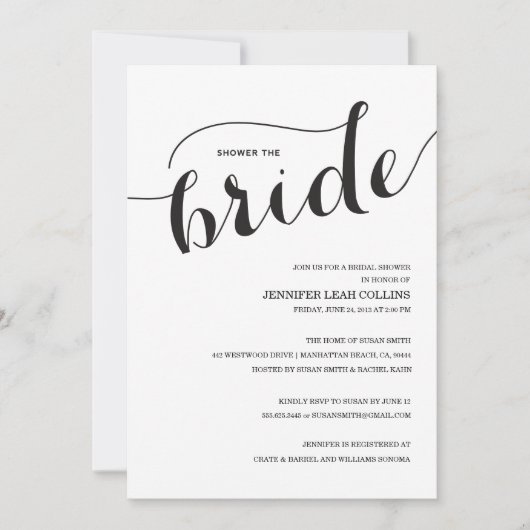 花嫁の原稿のブライダルシャワーの招待状に沢山与えて下さい 招待状 (正面)