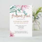 花嫁の友人たちとのブランチ ピンクの花の豪華な花嫁のシャワー 招待状 (スタンド正面)