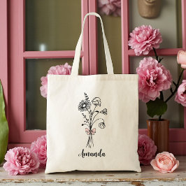 花嫁の友人へのオリジナル ピンクの花のボウのトートバッグ トートバッグ