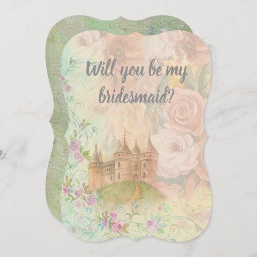 花嫁の友人へのフェアリーテール結婚式の植物画 招待状 (正面/裏面)