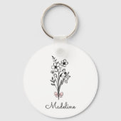 花嫁の友人への特別なピンクの花の蝶結び キーホルダー (正面)