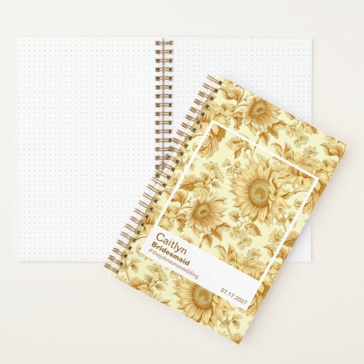 花嫁の友人用イエローのひまわり花柄 ノートブック (内側)
