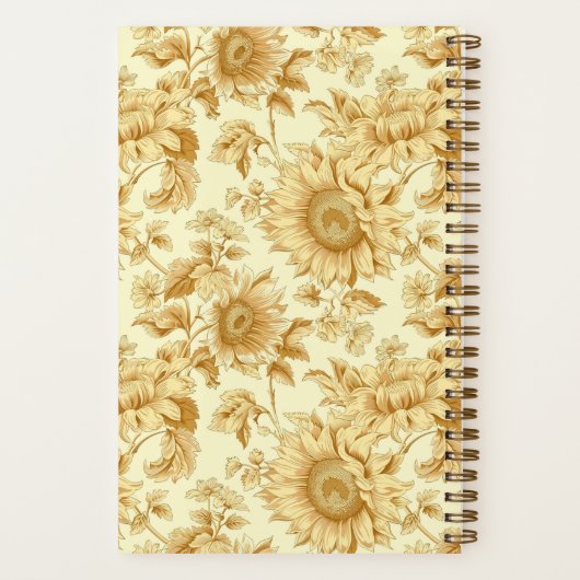 花嫁の友人用イエローのひまわり花柄 ノートブック (裏面)