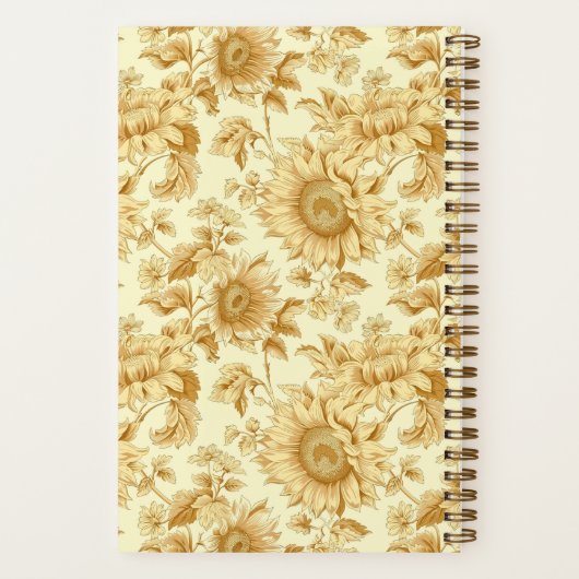 花嫁の友人用イエローひまわりフラワーパターン ノートブック (裏面)