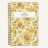 花嫁の友人用イエローひまわりフラワーパターン ノートブック (正面)