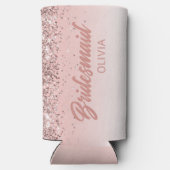 花嫁の友人 ウェディング ローズゴールド グリッター スクリプト スリム缶クーラー (裏面)