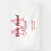 花嫁の友達チームの名前のイニシャルを入れたウェディングドレスのピンクのデザインと日付 横断幕 (縦)
