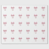 花嫁の友達チームの名前のイニシャルを入れたウェディングプランナー ピンクの日付 ラッピングペーパー (フラット)