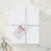 花嫁の友達チームの名前のイニシャルを入れたウェディングプランナー ピンクの 日付 ギフトタグ (より糸付き)