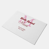 花嫁の友達チーム  名前 モノグラム ブライズメイド ピンク 日付 ドアマット (アングル)