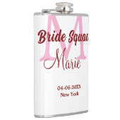 花嫁の友達チーム 名前 モノグラム ブライズメイド ピンク 日付 フラスク (右)