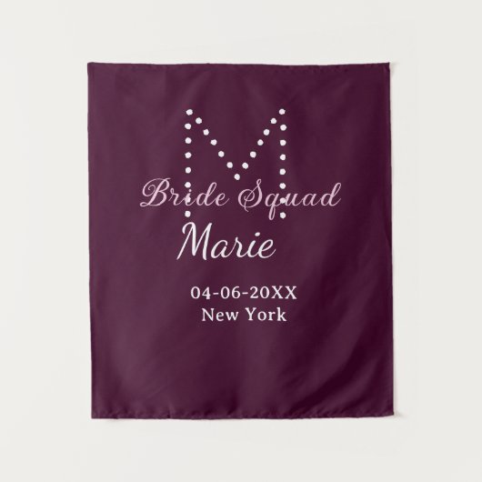 花嫁の友達チーム 名前 モノグラム 花嫁の友達 Mauve タペストリー (正面)