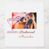 花嫁の友達 写真 名前 コーラル ピンク カクテル グラス ワインラベル (シングルラベル)