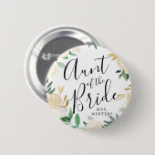 花嫁の叔母 |ホワイトローズブーケ結婚ーズ 缶バッジ (正面&裏面)