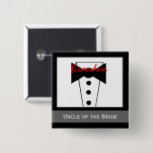 花嫁の叔父さん-カスタムなタキシードの結婚式ボタン 缶バッジ (正面&裏面)