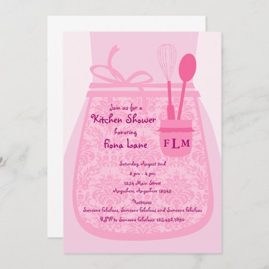 花嫁の台所シャワーのパーティの招待状 招待状 (正面/裏面)