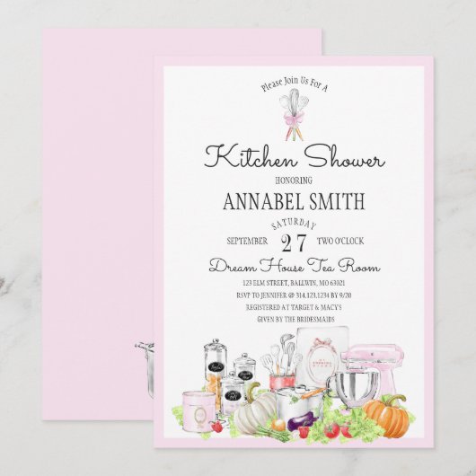 花嫁の台所シャワー 招待状 (正面/裏面)
