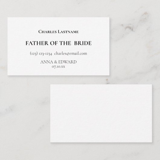 花嫁の名刺の父 名刺 (正面/裏面)
