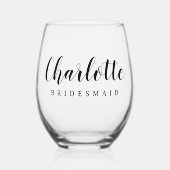 花嫁の名前かわいいスクリプト ステムなしワイングラス (正面)