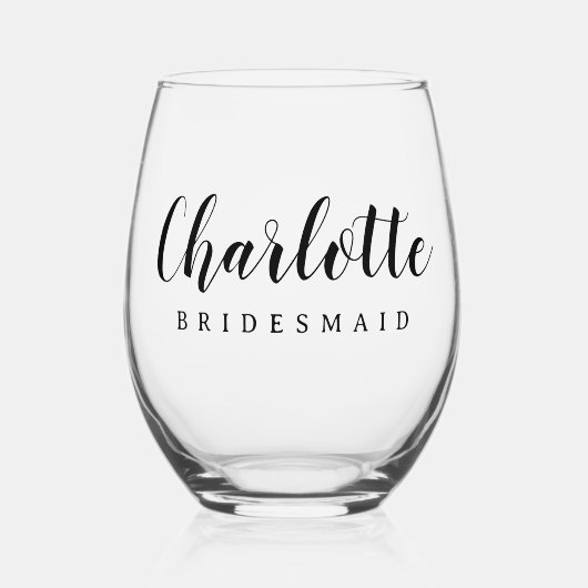 花嫁の名前かわいいスクリプト ステムなしワイングラス (正面)