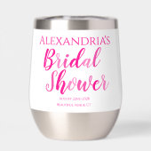 花嫁の名前ブライダルシャワーホットピンクモダンパーティー (背面)