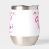 花嫁の名前ブライダルシャワーホットピンクモダンパーティー (左面)