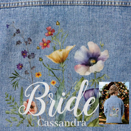 花嫁の名前ワイルドフラワーウォーターカラー結婚フローラ デニムジャケット