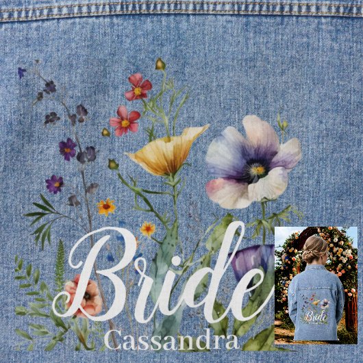 花嫁の名前ワイルドフラワーウォーターカラー結婚フローラ デニムジャケット