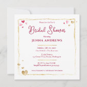 花嫁の名前、エレガント金ゴールド、赤 招待状 (正面)