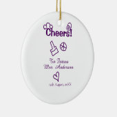 花嫁の名前 紫の落書きにお祝い セラミックオーナメント (右)