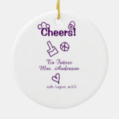 花嫁の名前 紫の落書きにお祝い セラミックオーナメント (裏面)