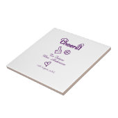 花嫁の名前 紫の落書きにお祝い タイル (側面)