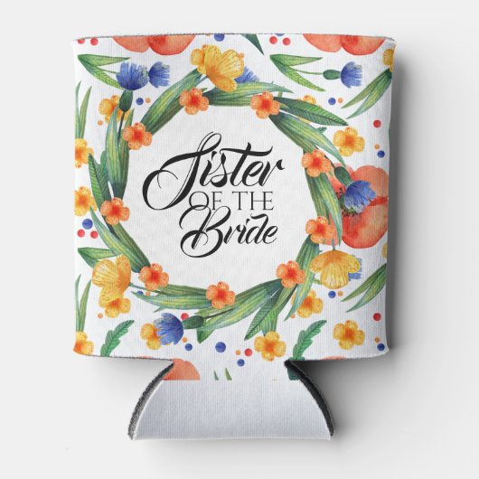 花嫁の夏の水色のフローラ 缶クーラー (正面)