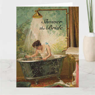 花嫁の大きなグリーティングカードをシャワーで浴びる カード