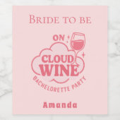 花嫁の女友達 ピンクの雲 ワイン グラス 新婦 ワインラベル (シングルラベル)