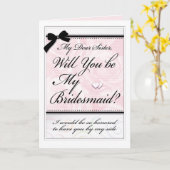 花嫁の妹の美しいピンクのバラとハート カード (黄色い花)