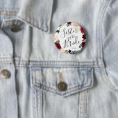 花嫁の姉妹 | Burgundy Bouquet 結婚's 缶バッジ (インサイチュ)