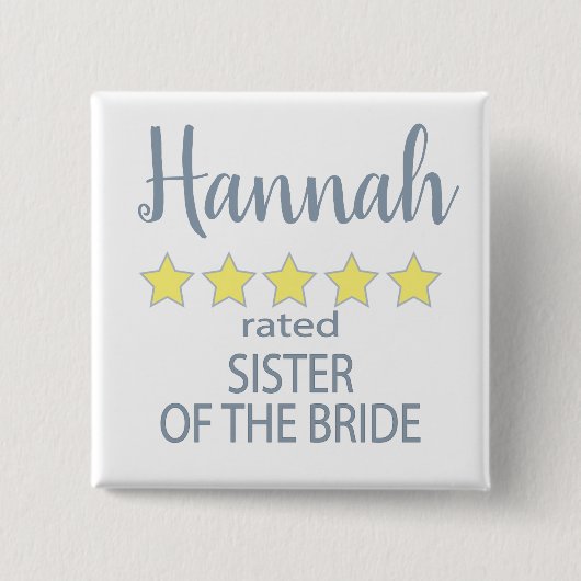 花嫁の姉(または妹) ウェディング&ブライダルパーティー 5つ星 缶バッジ (正面)