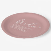 花嫁の定義ブライダルシャワーほこりっぽいバラ ペーパープレート (アングル)