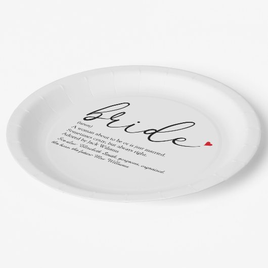 花嫁の定義ブライダルシャワースクリプトモダン ペーパープレート (アングル)