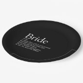 花嫁の定義ブライダルシャワー白黒 ペーパープレート (アングル)