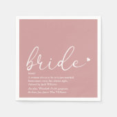 花嫁の定義ブライダルシャワー赤面ピンクスクリプト スタンダードカクテルナプキン (正面)