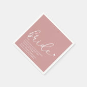 花嫁の定義ブライダルシャワー赤面ピンクスクリプト スタンダードカクテルナプキン (角)
