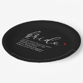 花嫁の定義ブライダルシャワー黒と赤 ペーパープレート (アングル)