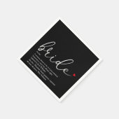 花嫁の定義、ブライダルシャワースクリプト赤いハート スタンダードカクテルナプキン (角)