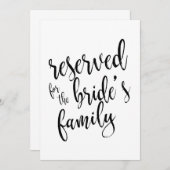 花嫁の家族のために予約済み　お手頃なサイン 招待状 (正面/裏面)
