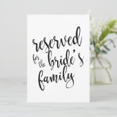 花嫁の家族のために予約済み　お手頃サイン 招待状 (スタンド正面)
