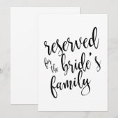 花嫁の家族のために予約済み　お手頃サイン 招待状 (正面/裏面)